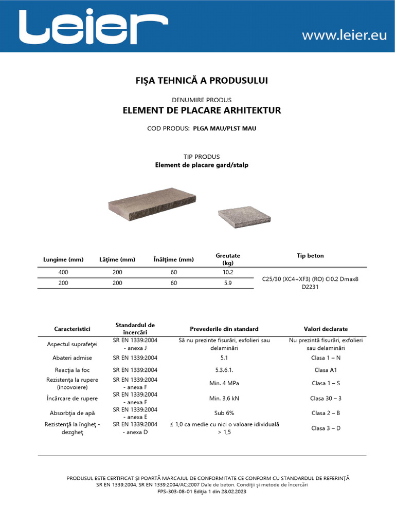 FPS-303!08!01 Fisa Tehnica - Element de Placare Arhitektur | PDF