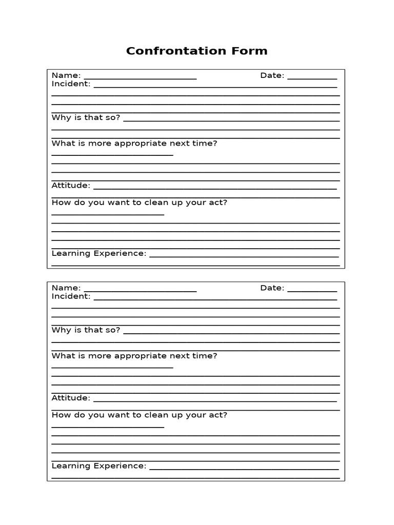 Confrontation Reflection Form Template | PDF