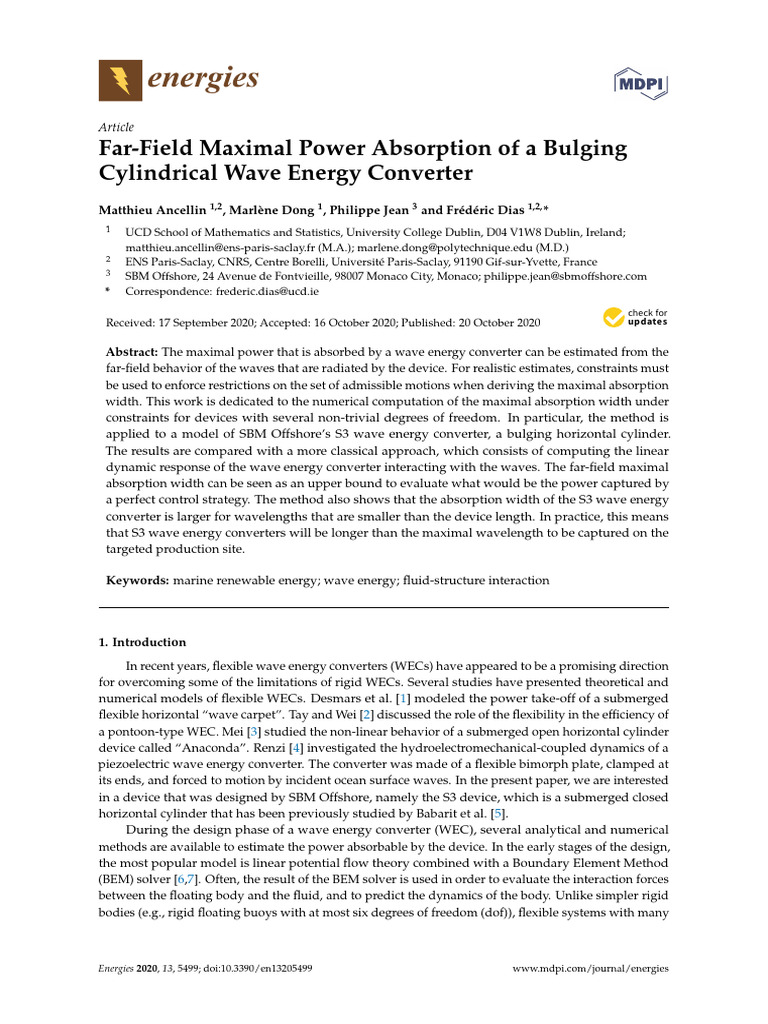 Maximal Power Absorption in Wave Energy | PDF | Waves | Wavelength