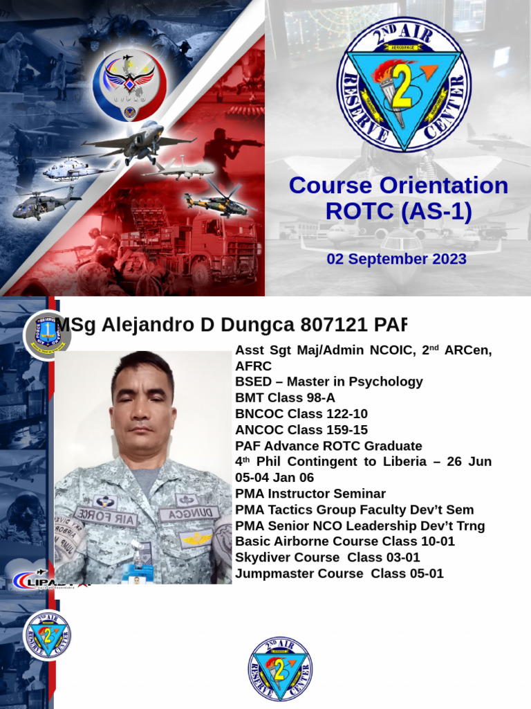 Course Orientation ROTC 1st Semester FCPC | PDF | Military