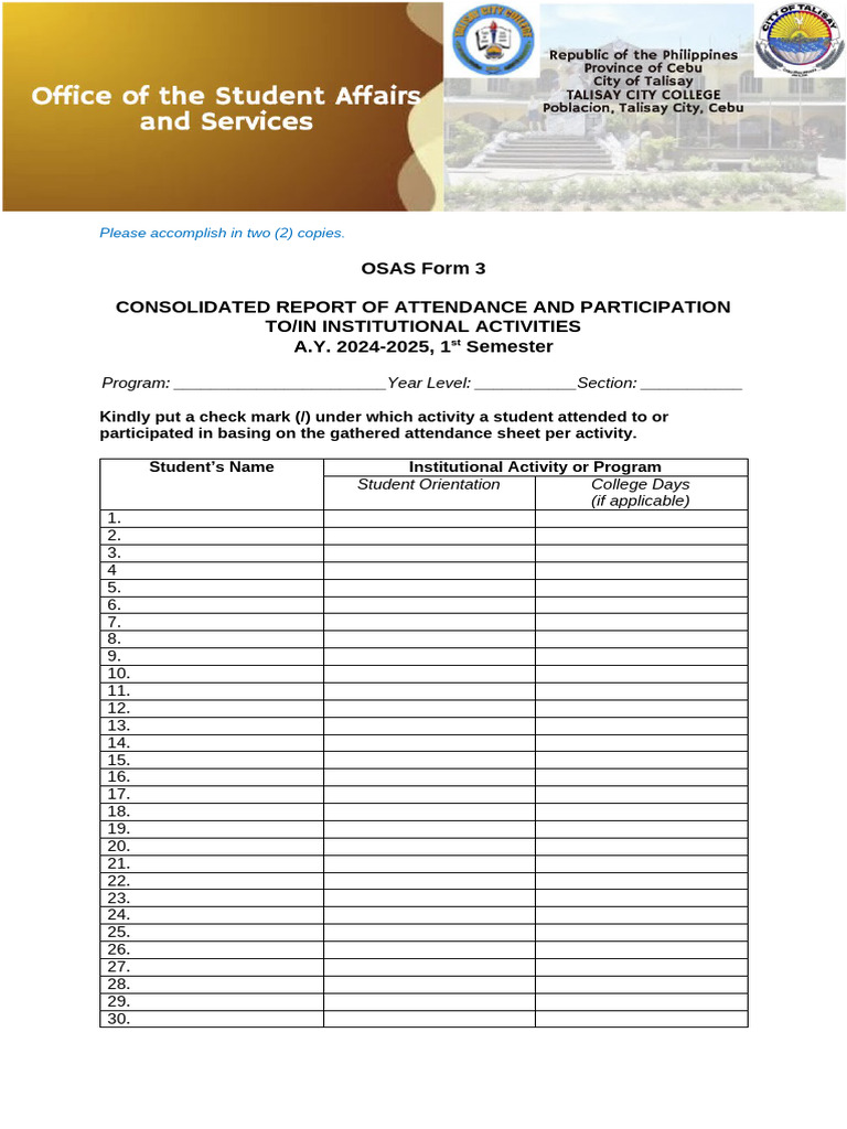 Osas Form 3 Consolidated Report | PDF