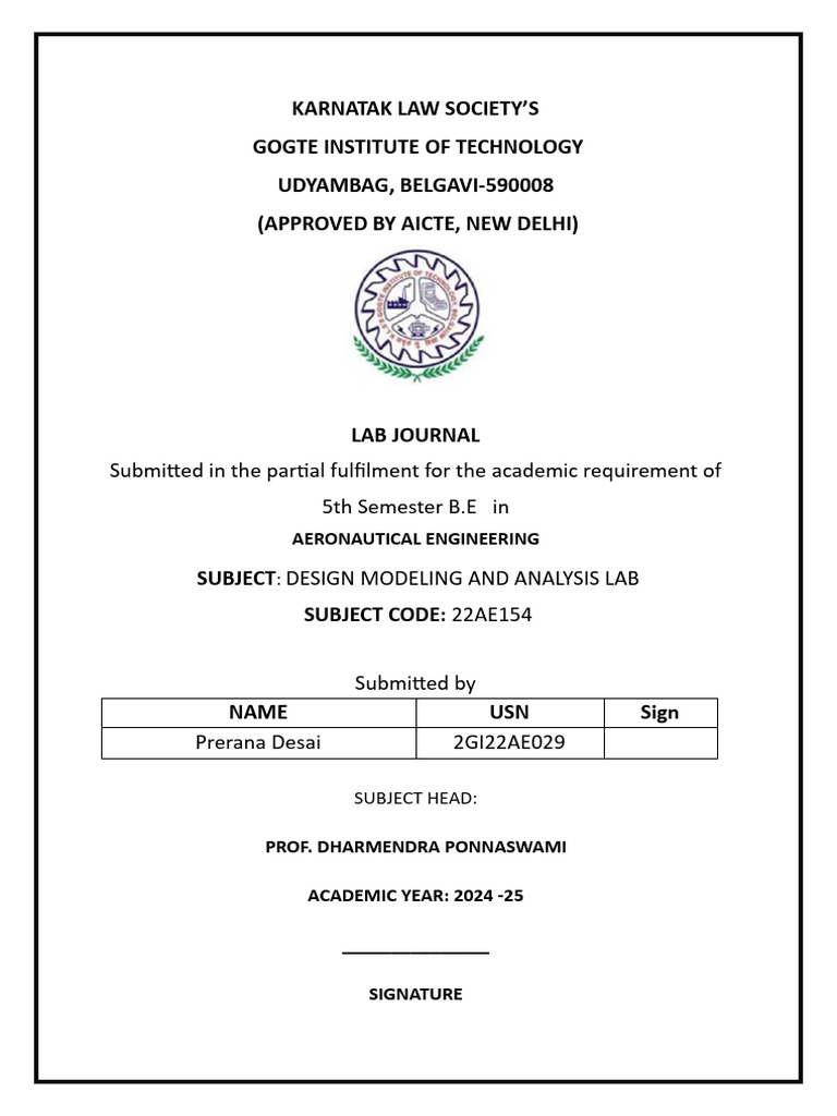 Aeronautical Engineering Lab Journal | PDF
