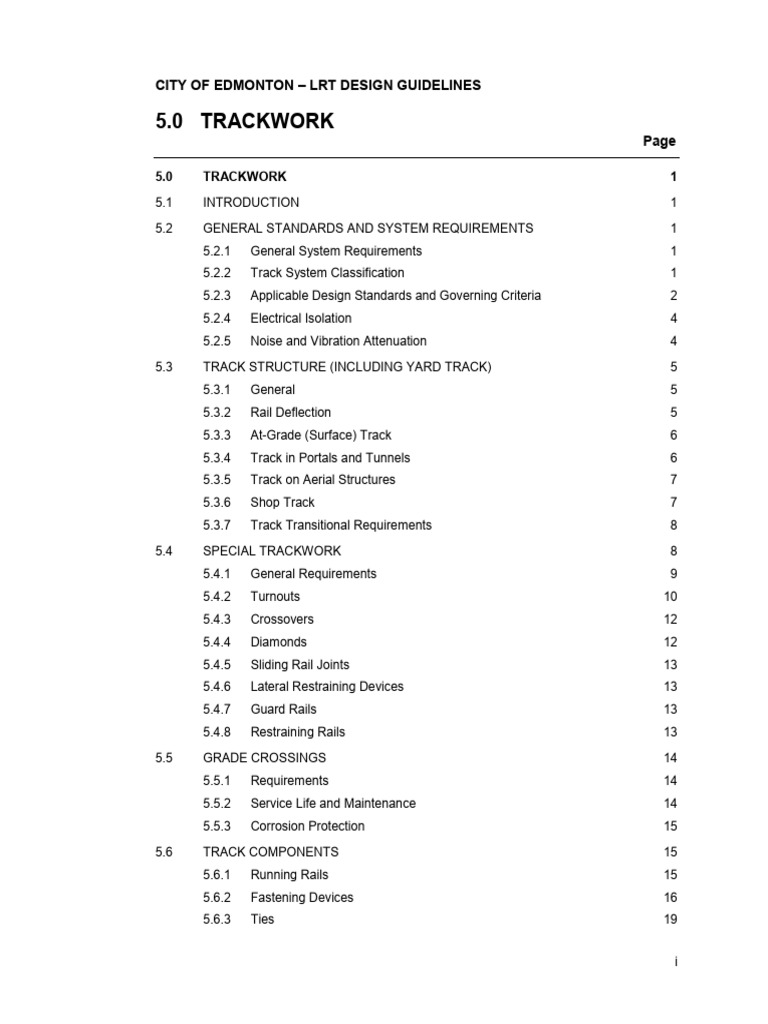 Edmonton LRT Trackwork Guidelines | PDF | Track Gauge | Light Rail