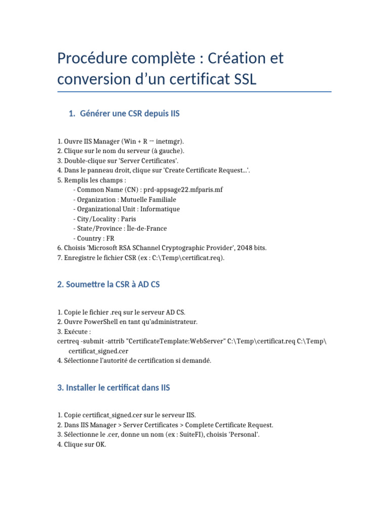 Création et installation d'un certificat SSL | PDF