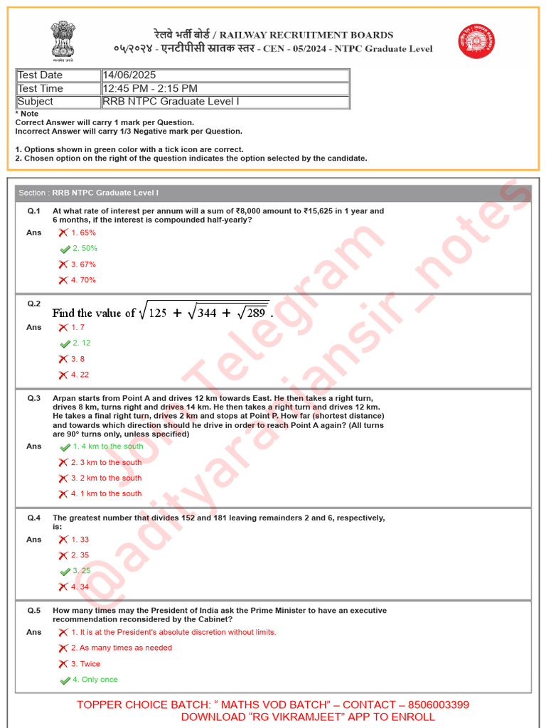 RRB NTPC Graduate Level I Exam Questions | PDF | Enzyme