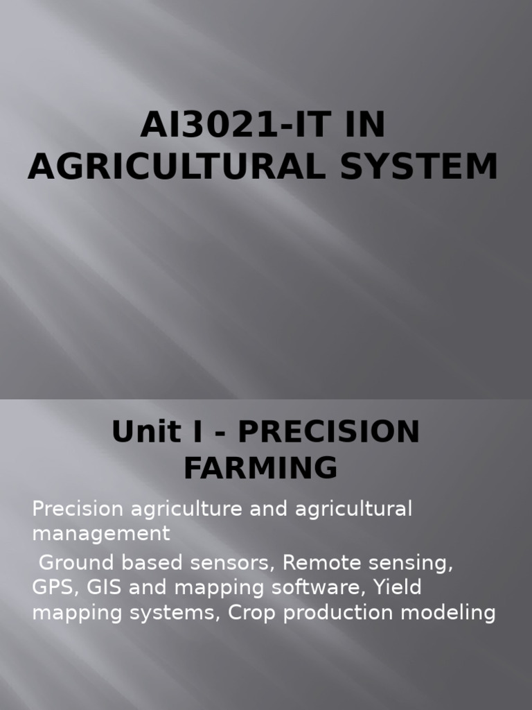 Precision Farming in Agricultural Systems | PDF | Agriculture ...