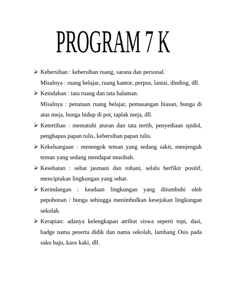 Contoh 7 K dalam Kelas Sekolah | PDF