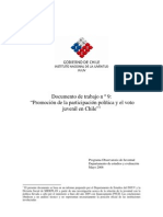 Documento de trabajo n°9 ''Promocion de la participacion politica y el voto juvenil en Chile''