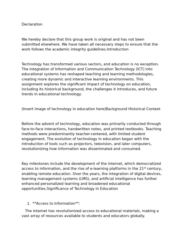 Impact of Technology on Education | PDF | Educational Technology | Learning