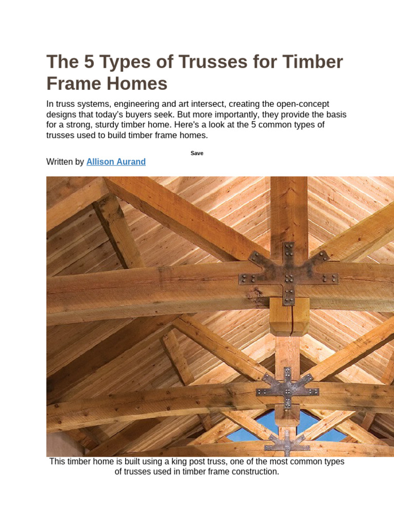 5 Types of Timber Frame Trusses | PDF | Truss | Framing (Construction)