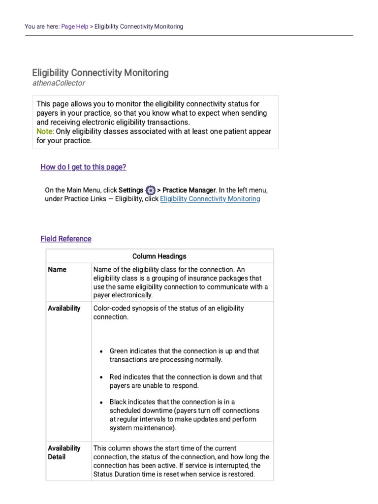 Eligibility Connectivity Status Monitoring | PDF