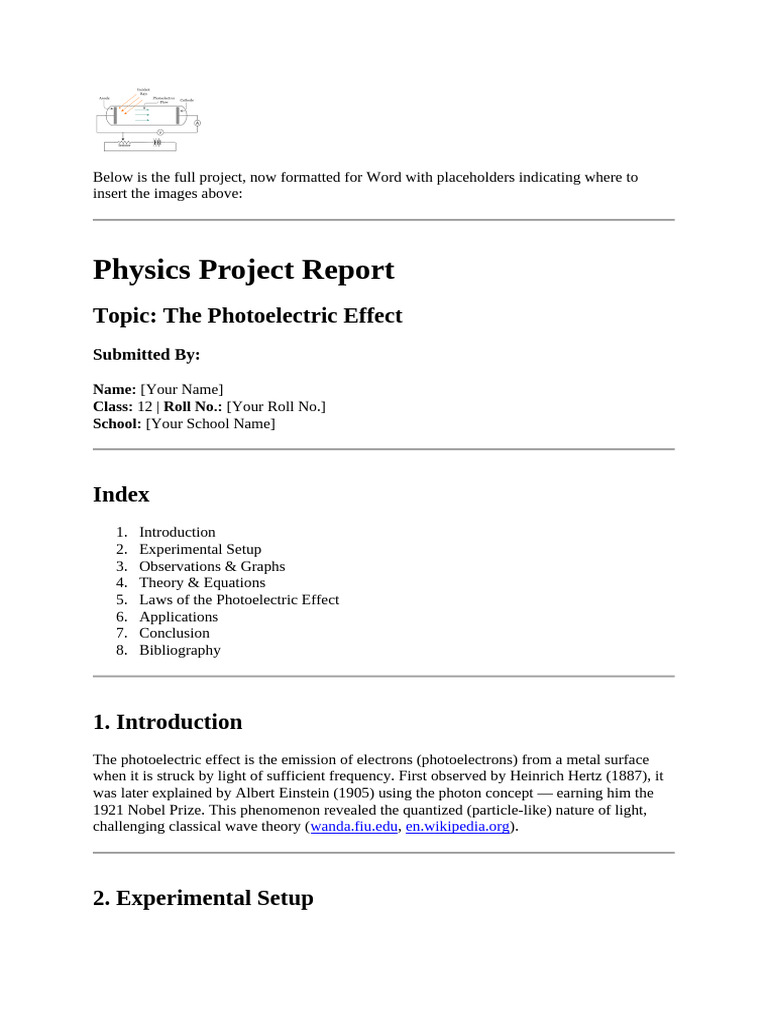 Photoelectric Effect Project Report | PDF | Photoelectric Effect | Physics