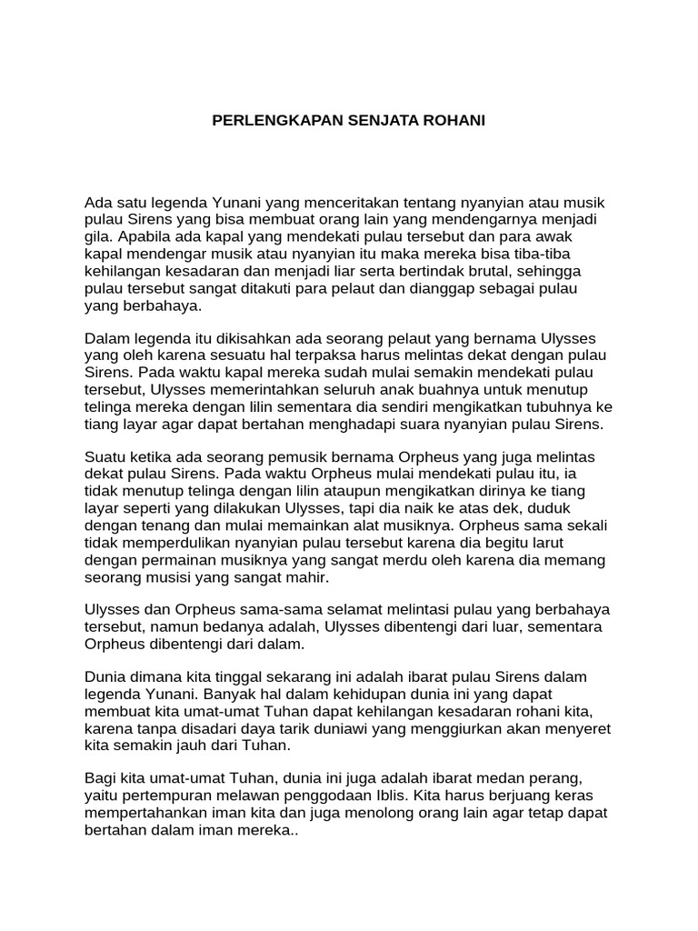 Perlengkapan Senjata Rohani dalam Iman | PDF