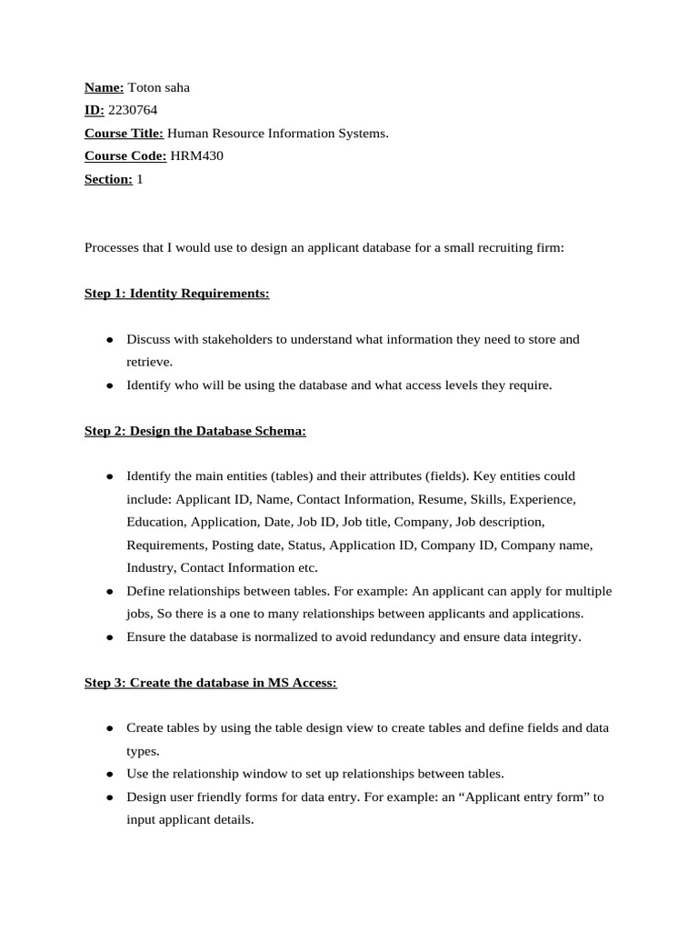 Applicant Database Design Guide | PDF | Databases | Microsoft Access