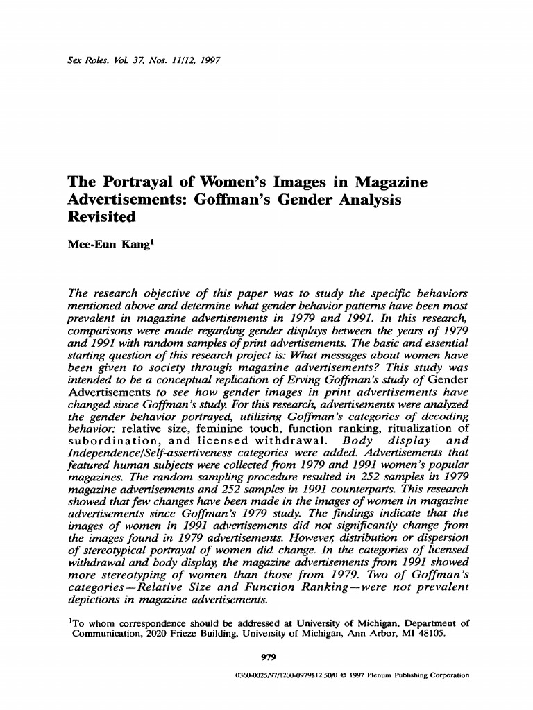 Women's Portrayal in Magazine Ads | PDF | Advertising | Gender Role