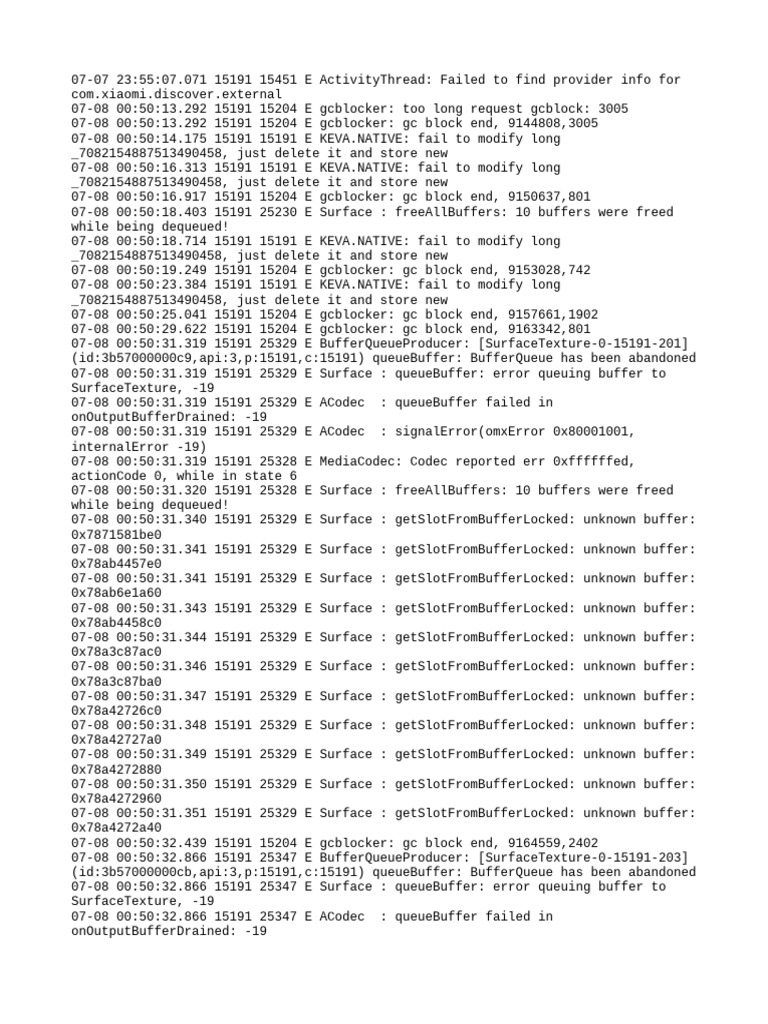 Android Error Log Analysis Report | PDF | System Software | Computing