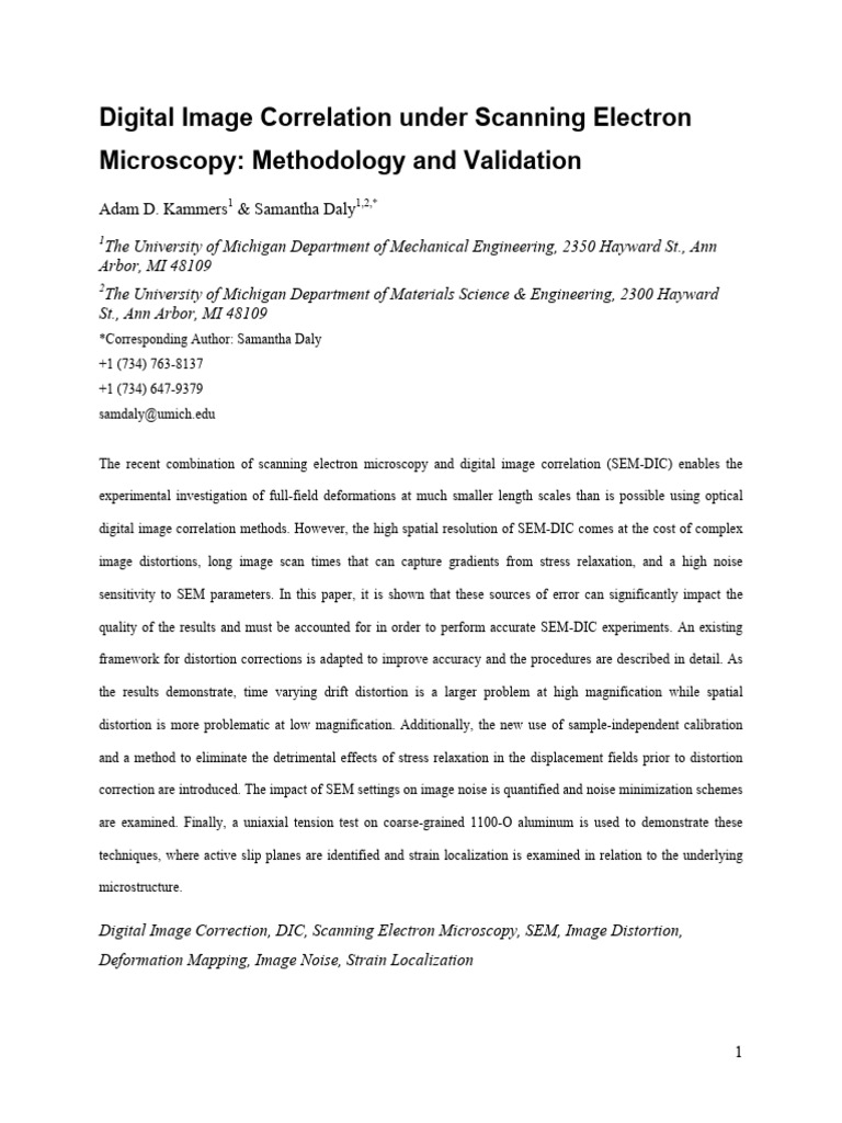 SEM-DIC Methodology and Validation | PDF | Scanning Electron Microscope ...