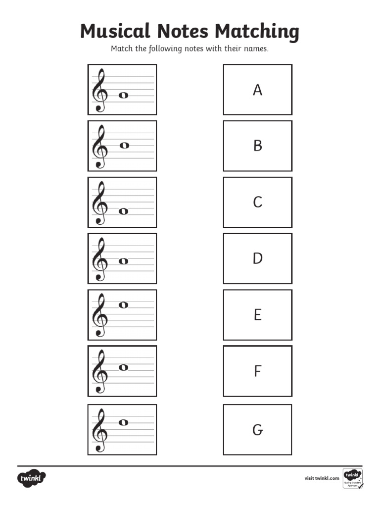 BW Musical Notes Matching Activity | PDF