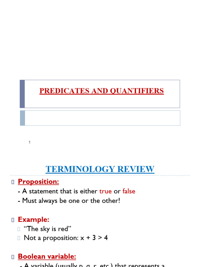 Understanding Predicates and Quantifiers | PDF | Mathematical Logic ...