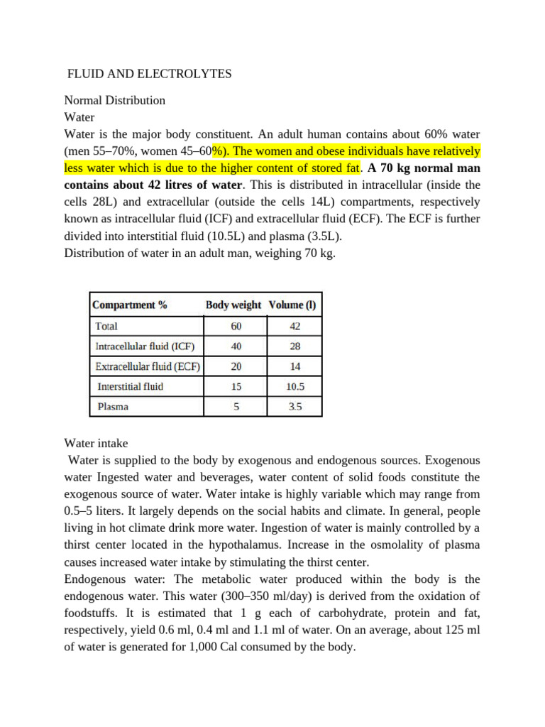 Fluid and Electrolytes | PDF | Angiotensin | Kidney
