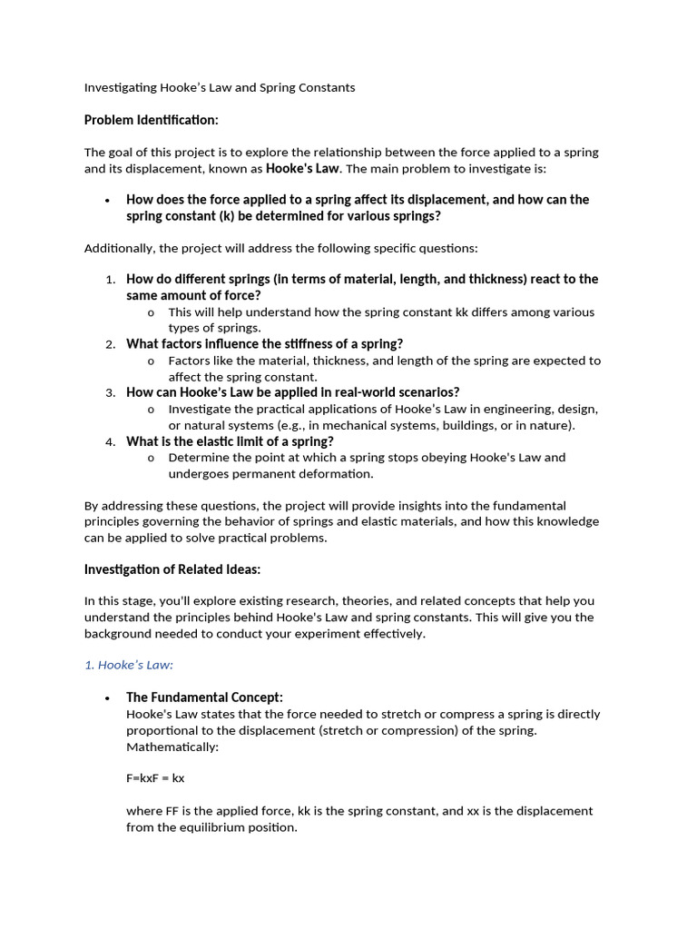 Exploring Hooke's Law and Spring Constants | PDF | Elasticity (Physics ...