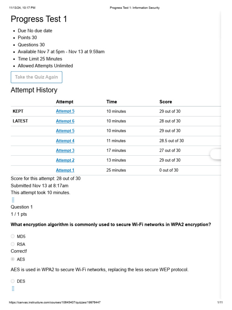 Progress Test 1 - Information Security 5 | PDF | Security | Computer ...