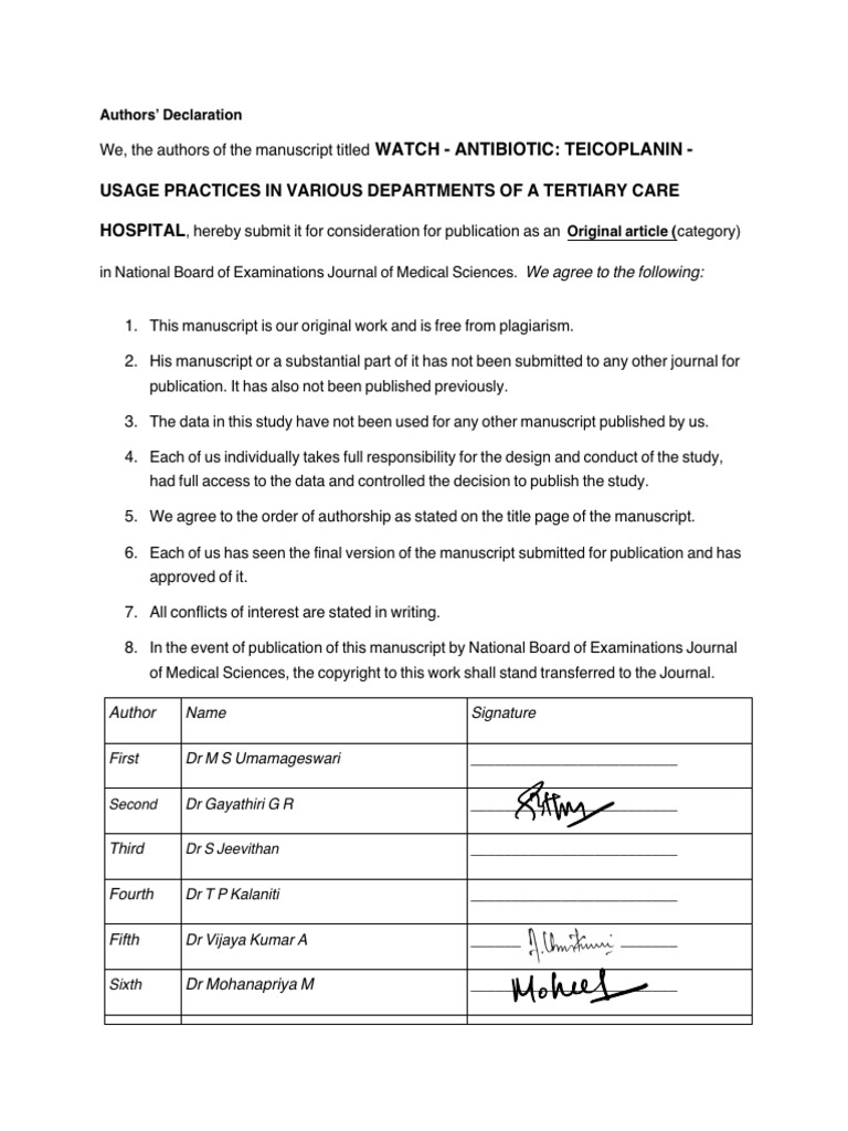Authors Declaration | PDF
