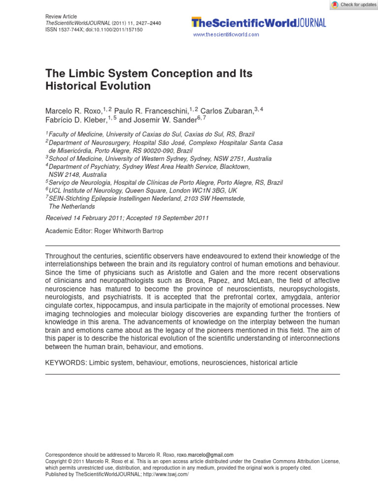 Historical Evolution of the Limbic System | PDF | Cerebrum | Limbic System