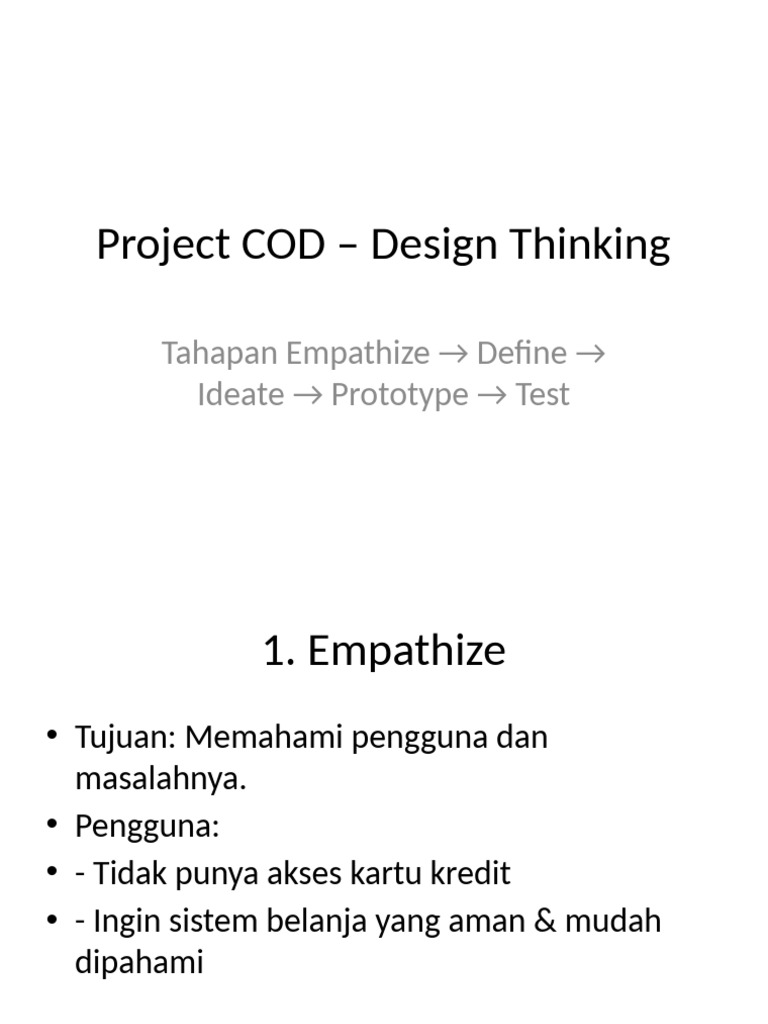 Presentasi Design Thinking Project COD | PDF