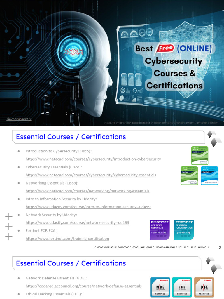 Free Cybersecurity Courses and Certifications | PDF | Security ...