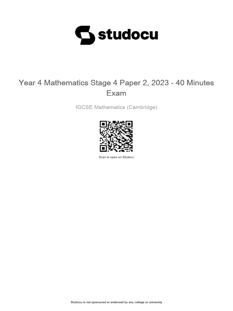 Year 4 Mathematics Stage 4 Paper 2 2023 40 Minutes Exam | PDF | Mathematics