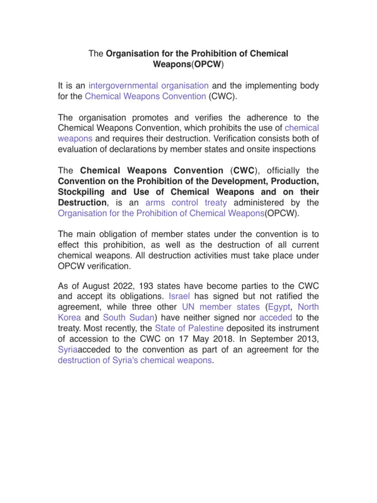 Overview of the OPCW and CWC | PDF