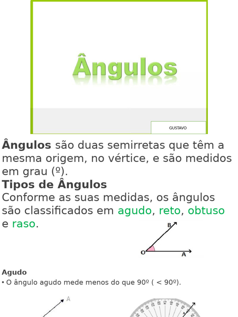 Tipos de Ângulos para o 4º Ano | PDF