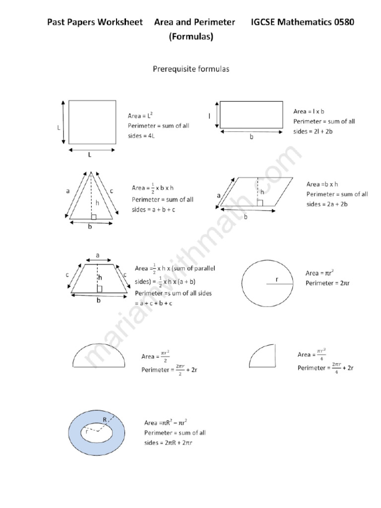13a Area and Perimeter Formulas | PDF