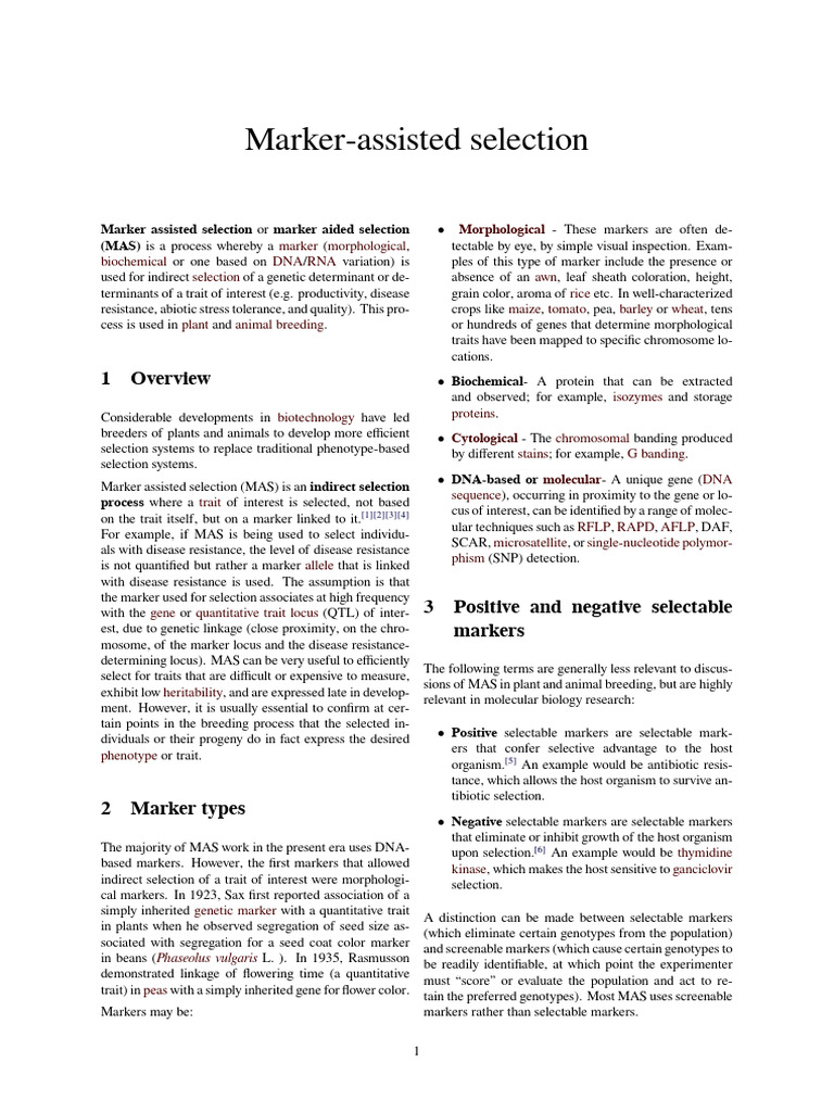 Marker-Assisted Selection Overview | PDF | Quantitative Trait Locus ...