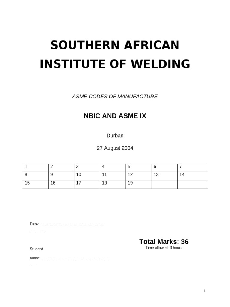 ASME IX & NBIC Exam Questions Guide | PDF | Welding | Construction