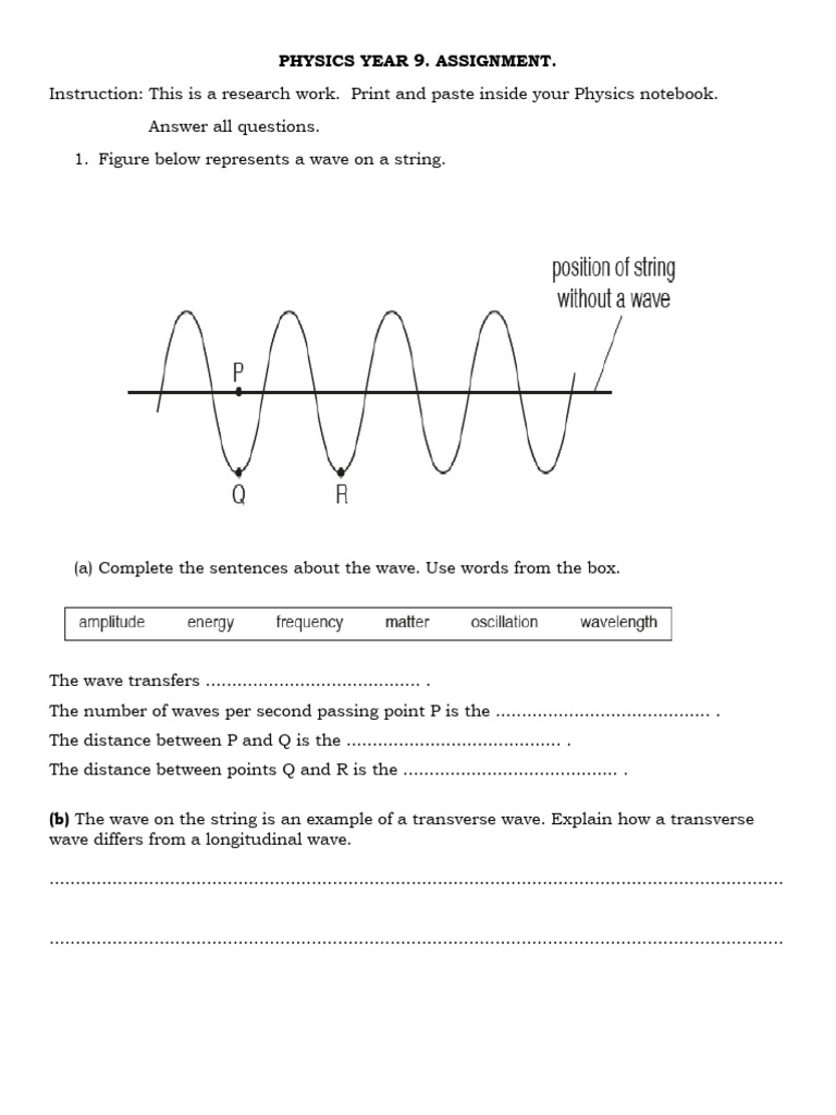 Year 9 Assignment | PDF