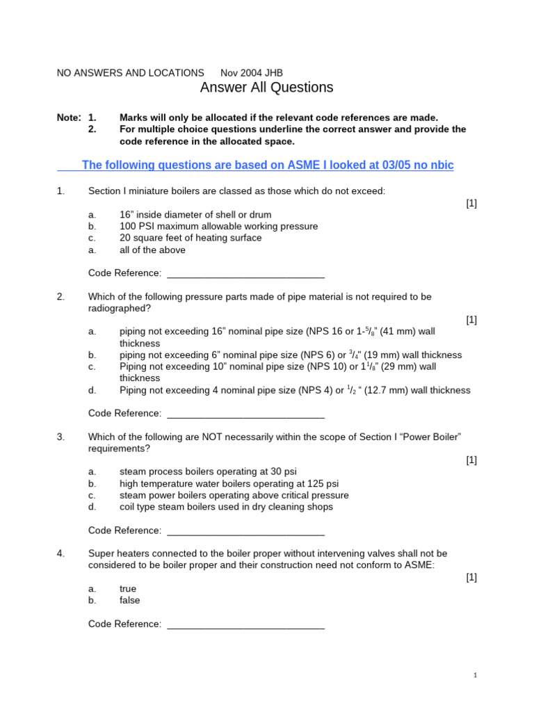 Week Two ASME I and IX 004 No Nbic No Answers | PDF | Welding ...