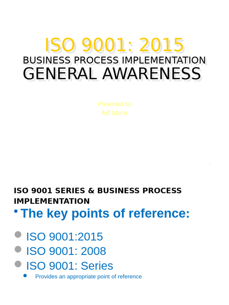 ISO 9001 Awareness Training | PDF | Business Process | Quality ...