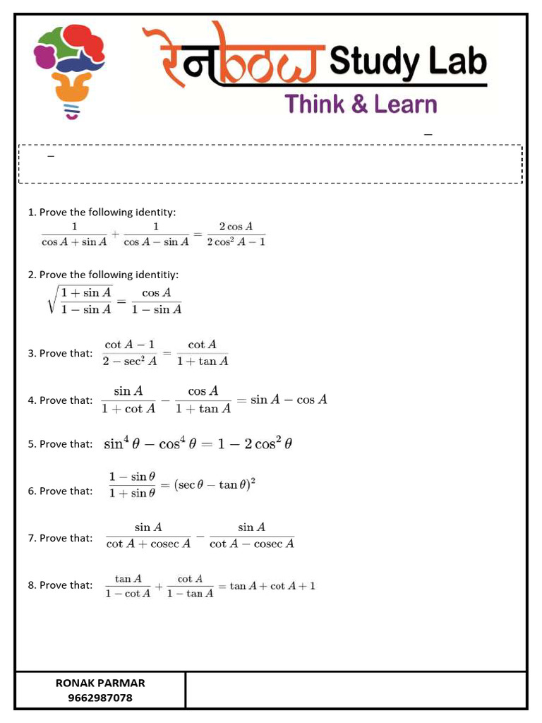 Trigonometry Identity Proofs Guide | PDF
