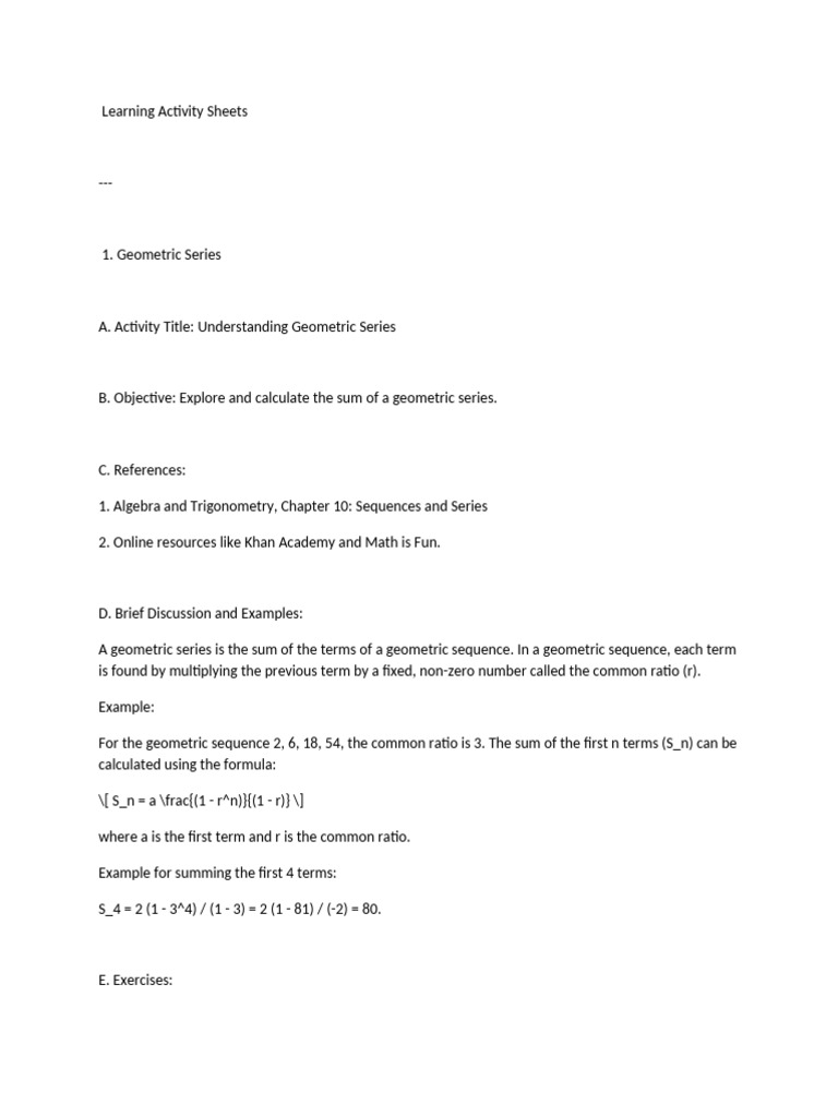 Math Learning Activities: Sequences | PDF | Numbers | Geometry