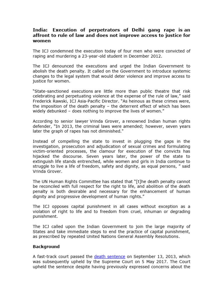 India's Death Penalty Debate on Rape Cases | PDF | Capital Punishment ...