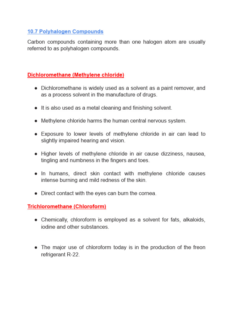 Overview of Polyhalogen Compounds | PDF | Chloroform | Chlorofluorocarbon