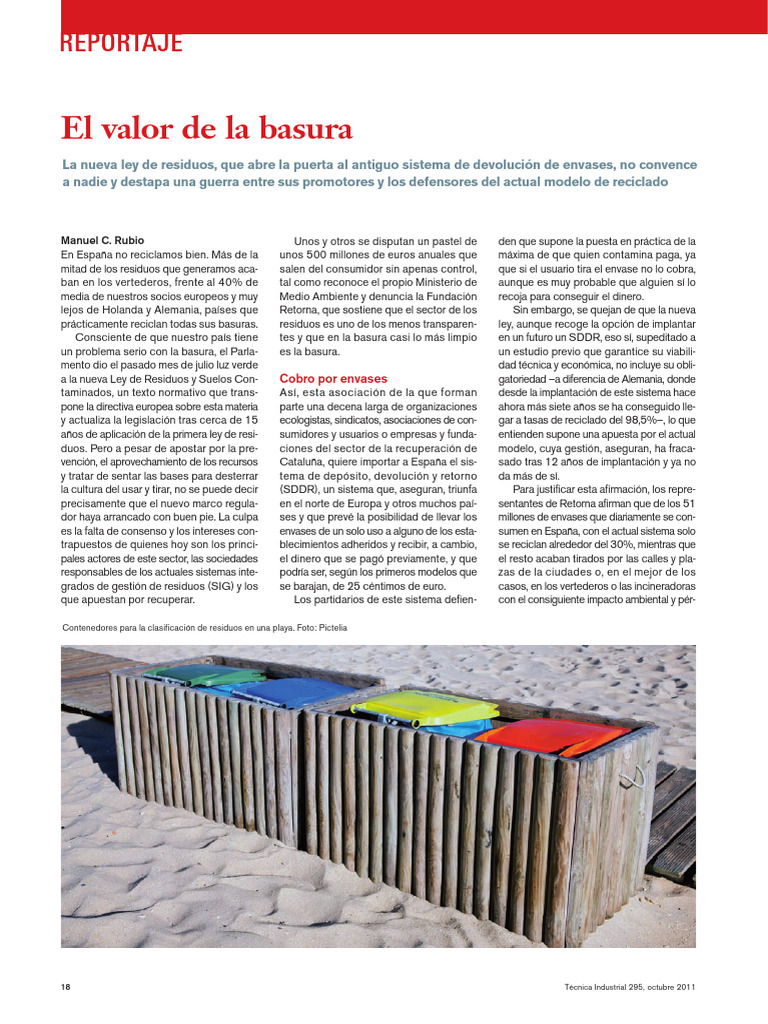 TECNICA INDUSTRIAL 295 El Valor de La Basura | PDF | Residuos | Reciclaje