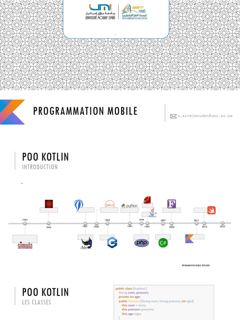 Introduction à la POO en Kotlin | PDF | Programmation informatique ...