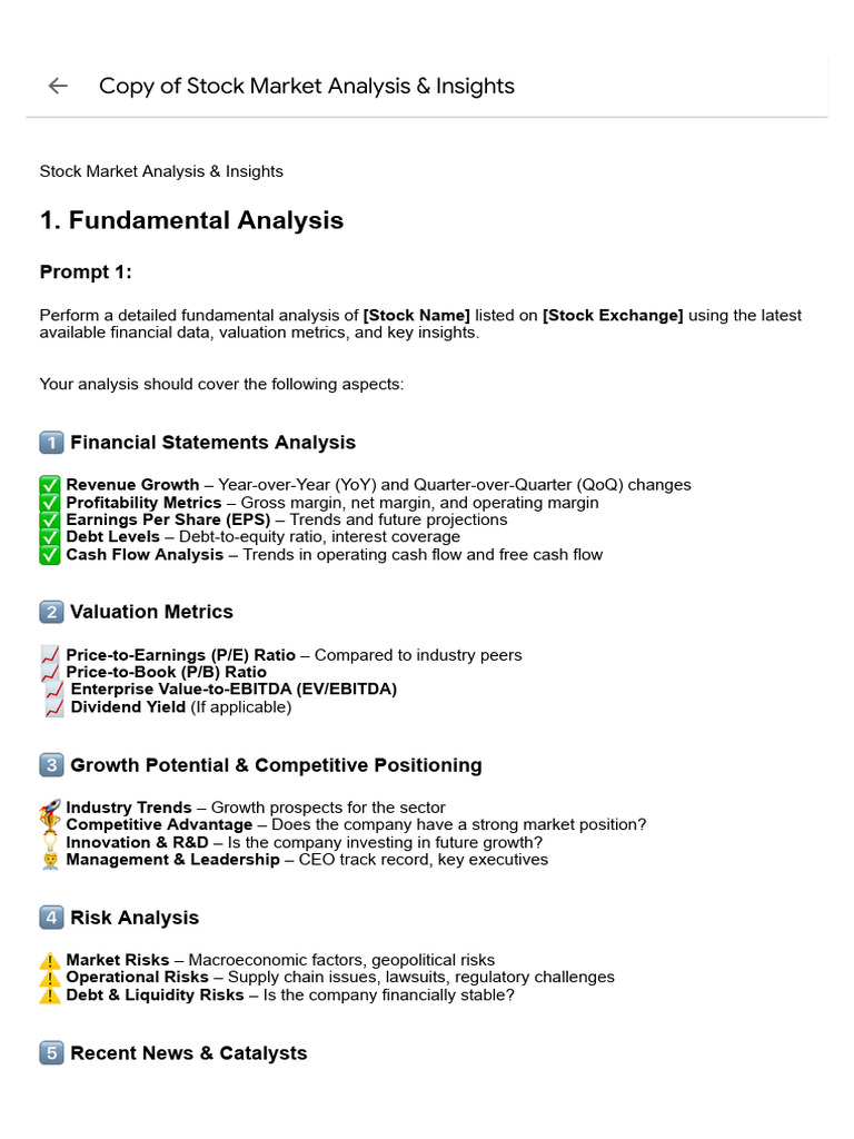 Stock Market Analysis & Insights 2 | PDF | Investing | Valuation (Finance)