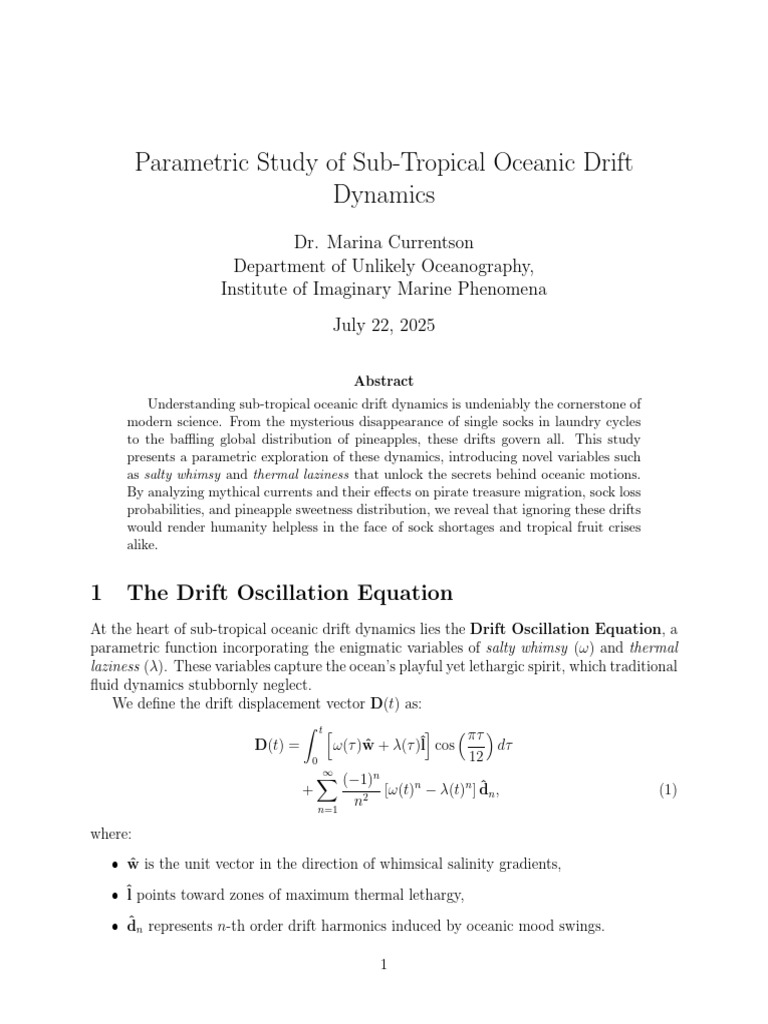 Parametric Study of Sub Tropical Oceanic Drift Dyn | PDF | Probability ...
