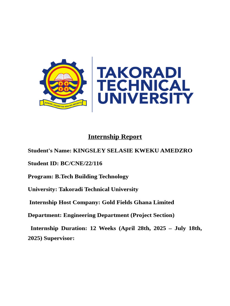 Internship Experience at Gold Fields Ghana | PDF | Engineering | Concrete