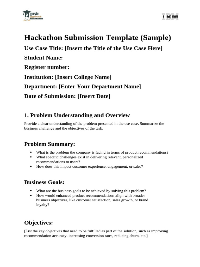 Hackathon Submission Template Guide | PDF | Artificial Intelligence ...