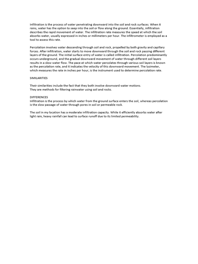 Infiltration or Percolation | PDF